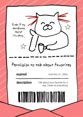 Pink Comic Cat Invitation Poster