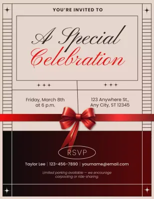 Red and Beige Elegant Celebration Invitation