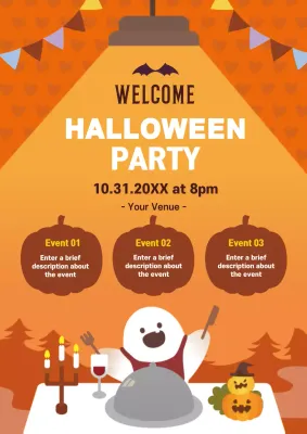 Orange Trendy Halloween Invitation Poster