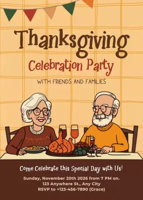 Beige Vintage Thanksgiving Invitation Poster