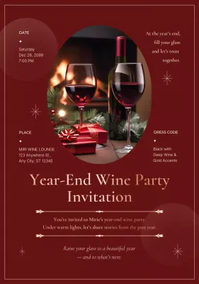 Red Luxury Year-End Party Invitation
