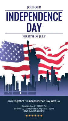 Blue Modern Independence Day Invitation