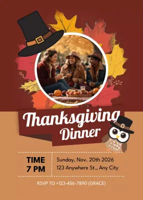 Brown Traditional Thanksgiving Invitation Poster