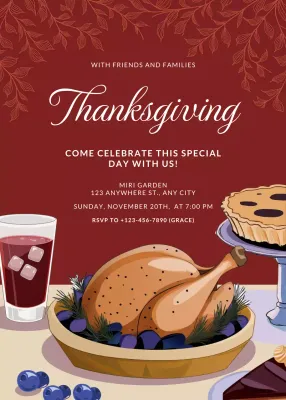 Red Traditional Thanksgiving Invitation Poster
