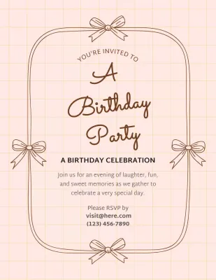 Beige Elegant Birthday Invitation Poster