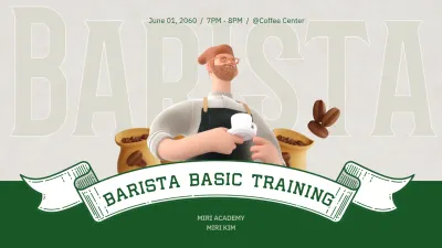 Barista training including green 3D illustrations