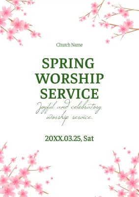 Pink Elegant Worship Announcement Poster