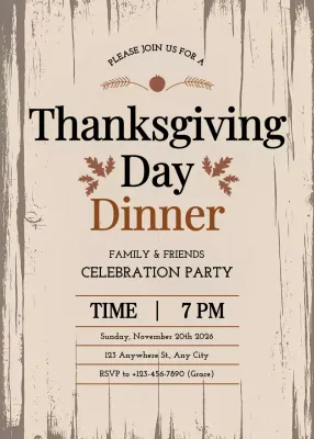 Beige Rustic Thanksgiving Invitation Poster