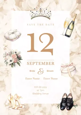 Beige Elegant Wedding Invitation Poster