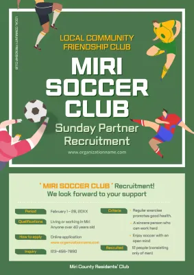 Green Retro Soccer Recruitment Poster