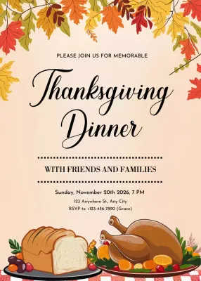 Beige Traditional Dinner Invitation Poster