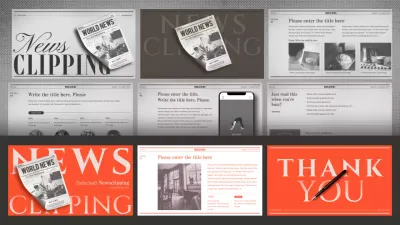 Newsclipping with a gray and red newspaper concept