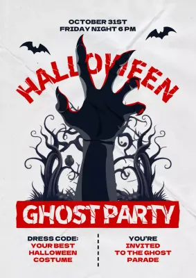 Red Gothic Halloween Invitation Poster