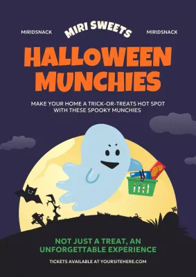 Navy Retro Halloween Promotion Poster