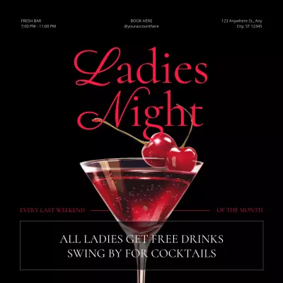 Black Elegant Cocktail Promotion Social Media Post