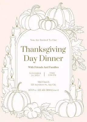 Beige Traditional Thanksgiving Invitation Poster