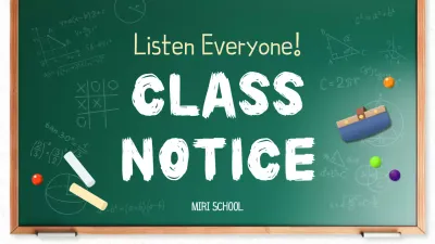 A cute green and white school announcement