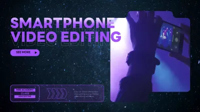 Promote a purple, cyber-like video editing program