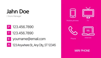 Pink Modern Telecom Business Card