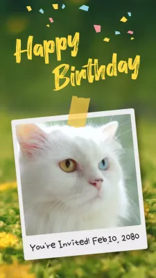 yellow polaroid simple happy birthday