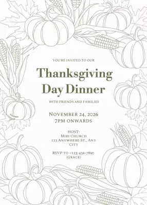Beige Simple Thanksgiving Invitation Poster