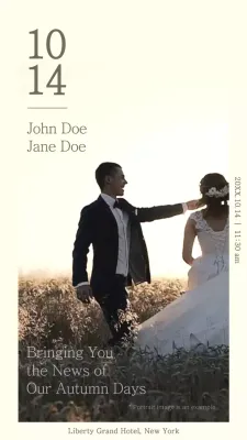 Emotional mobile wedding invitation in brown and white