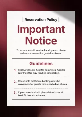 Maroon modern reservation notice