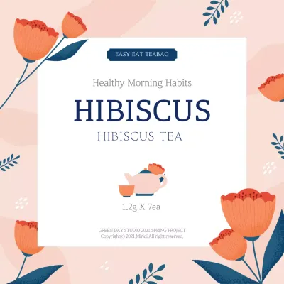 Pink illustration neat food hibiscus tea label