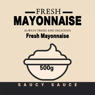 Yellow beige illustration cute mayonnaise sauce umshik label