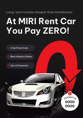 black modern car rental promotion