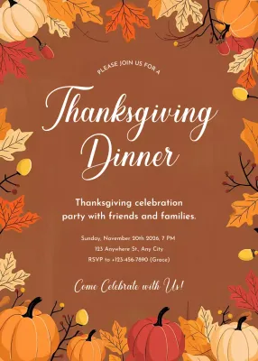 Brown Traditional Thanksgiving Invitation Poster