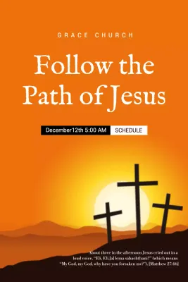 Orange Traditional Church Schedule Poster