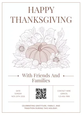 Beige Traditional Thanksgiving Invitation Poster