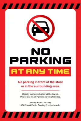 Red bold parking notice