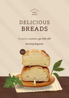 Beige Rustic Bread Promotion Poster