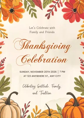 Orange Rustic Thanksgiving Invitation Poster