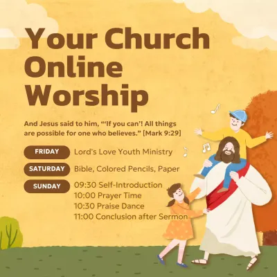Beige Traditional Worship Announcement Instagram Post