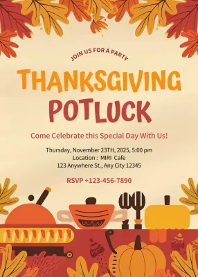 Orange Rustic Thanksgiving Invitation Poster