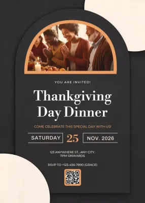 Black Elegant Thanksgiving Invitation Poster