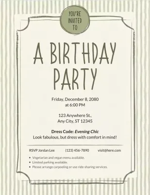 Beige Simple Birthday Invitation Poster