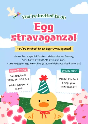pink playful Easter invitation