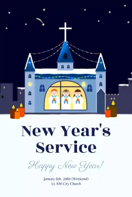 Blue Traditional Church Event Announcement Poster