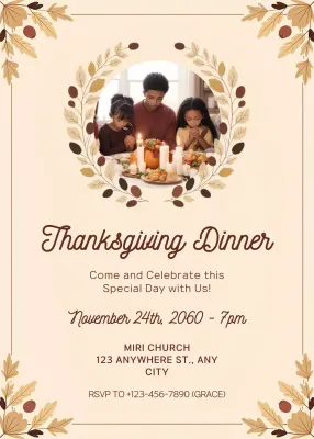 Beige Traditional Thanksgiving Invitation Poster