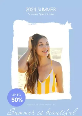 Blue Trendy Summer Promotion Poster