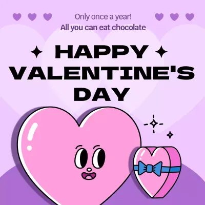 Cute heart illustrations in pink and purple for a Valentine's Day event