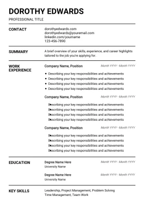 White Minimal ATS Resume Document