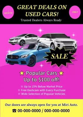 pink bold car sale promotion