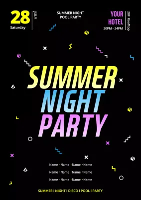Black Trendy Party Invitation Poster
