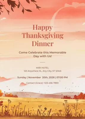 Orange Rustic Thanksgiving Invitation Poster