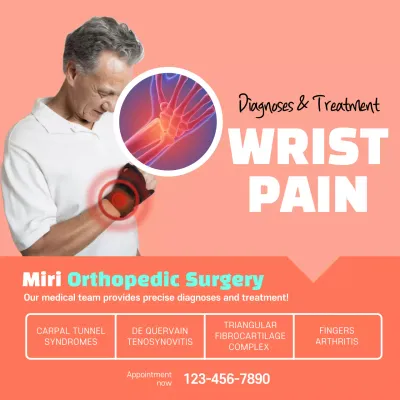 Coral Simple Wrist Pain Advertisement Instagram Post